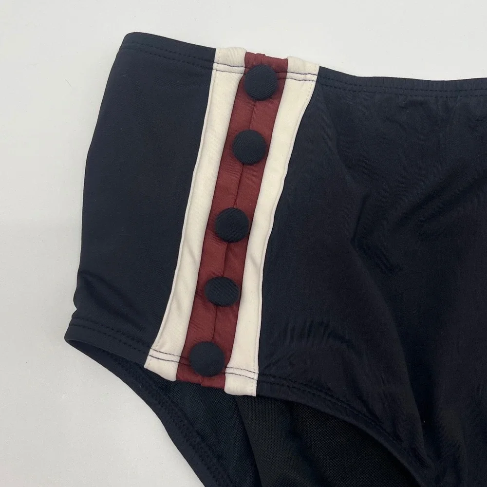 Bleu Rod Beattie Coconut Bikini Bottom Black Nautical Stripe 18W RBBD25558